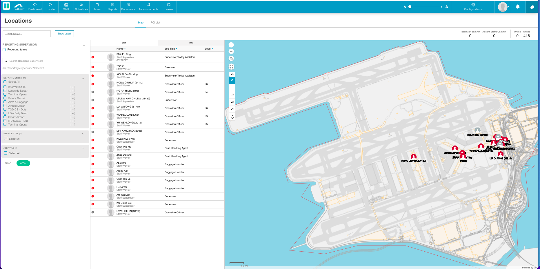 Airport Locations View — Interactive map of operational zones across HKIA