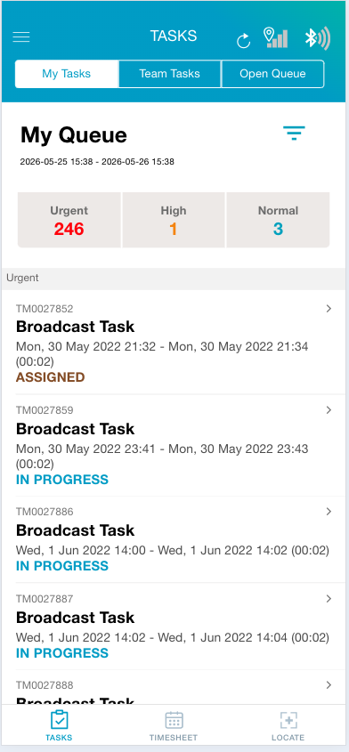 Task Queue — Urgent, High, Normal task triage for operational staff