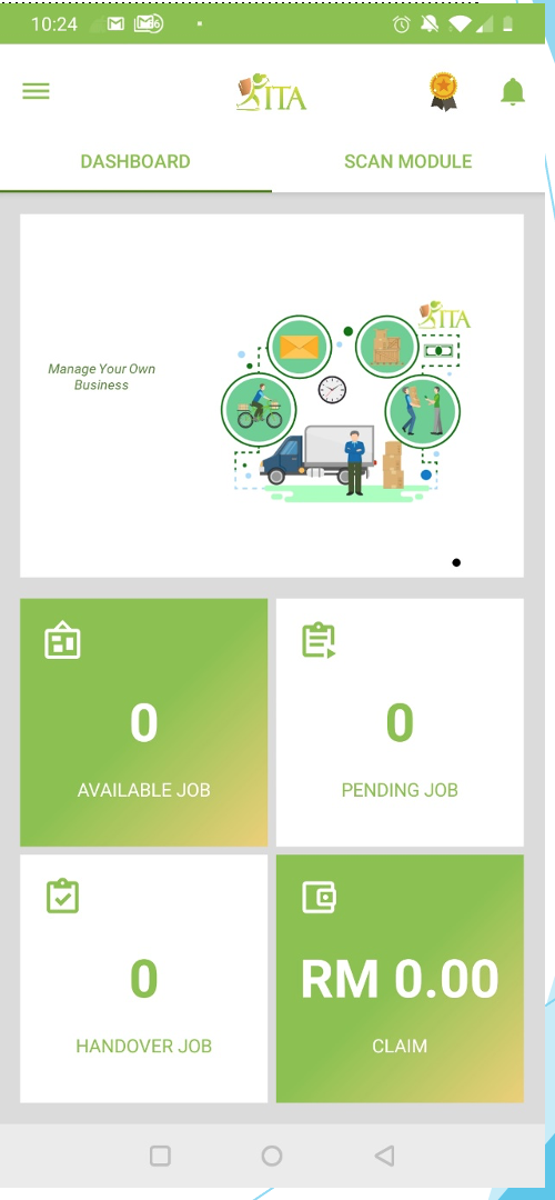 Dashboard — Available Jobs, Pending Jobs, Handover Jobs & Claim summary at a glance