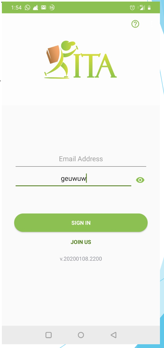 Login Screen — Courier sign-in with the iconic KITA running-courier logo